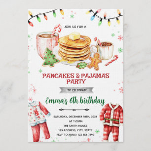 Invitation de Noël Pancakes et Pyjamas