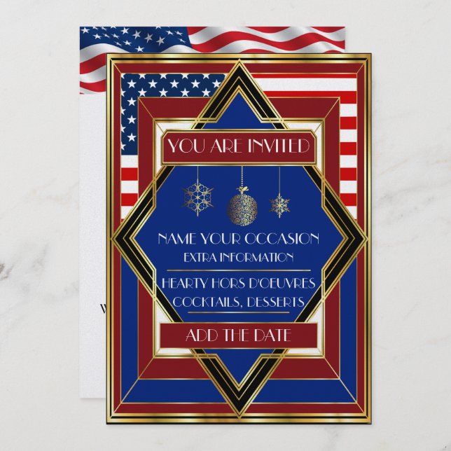Invitation de Noël Patriotic Deco USA (Devant / Derrière)