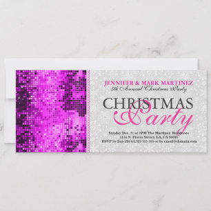 Invitation de Noël Pink Disco Parties scintillant
