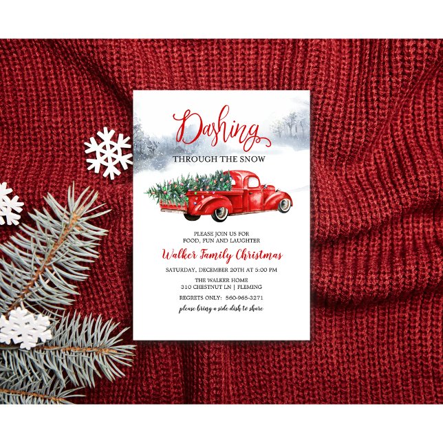 Invitation de Noël pour arbre de camion rouge vint (Créateur téléchargé)