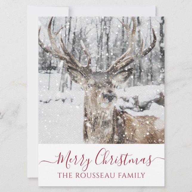 Invitation de Noël pour l'élan en hiver sous la ne (Devant)