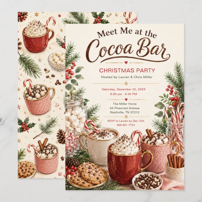 Invitation de Noël pour se rencontrer au bar à cho (Devant / Derrière)