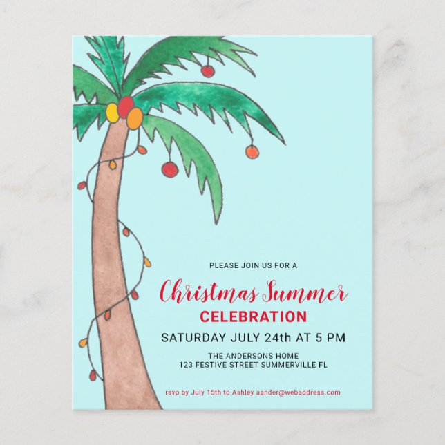 Invitation de Noël pour une fête d'été au budget P (Devant)