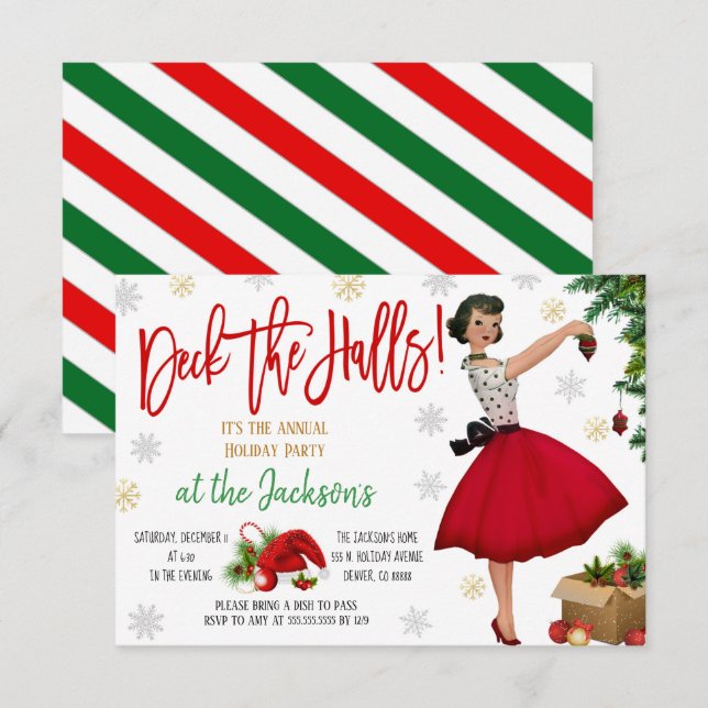 Invitation de Noël rétro (Devant / Derrière)