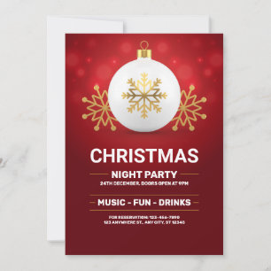 Invitation de Noël rouge et or, veille de Noël