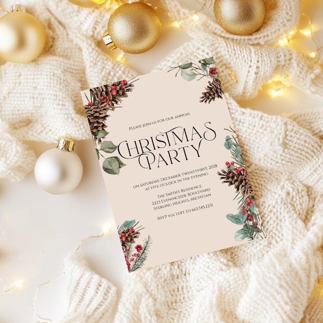Invitation de Noël rustique | Thème Tan Holiday (Créateur téléchargé)