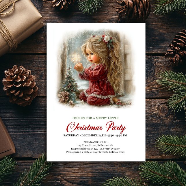 Invitation de Noël Scène de vacances rustique sere (Christmas Invitation Rustic Holiday Scene Serene)
