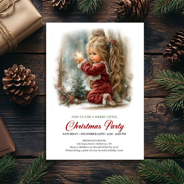 Invitation de Noël Scène de vacances rustique Sérè (Christmas Invitation Rustic Holiday Scene Serene)