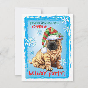 Invitation de Noël Shar-Pei