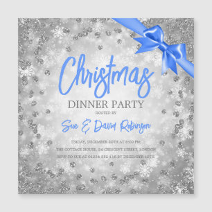 Invitation de Noël Silver Parties scintillant Blue