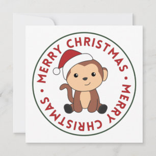 Invitation de Noël singe neige hiver Animaux Singe