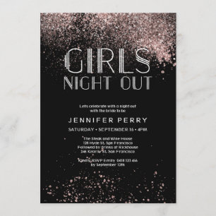 Invitation De noir et de rose de parties scintillantes de