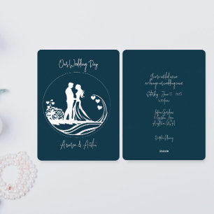 Invitation de notre mariage Couple Silver Foil