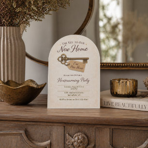 Invitation de nouvelle maison à clé vintage