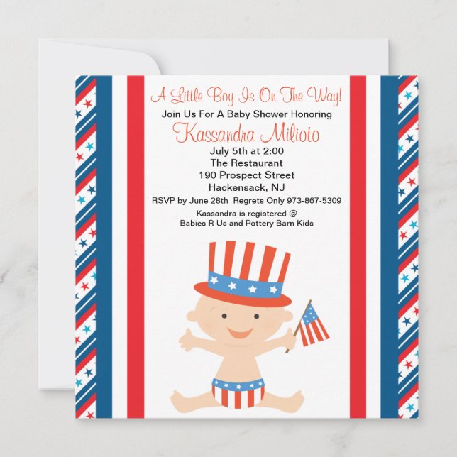 Invitation de ondulation de baby shower de drapeau (Devant)