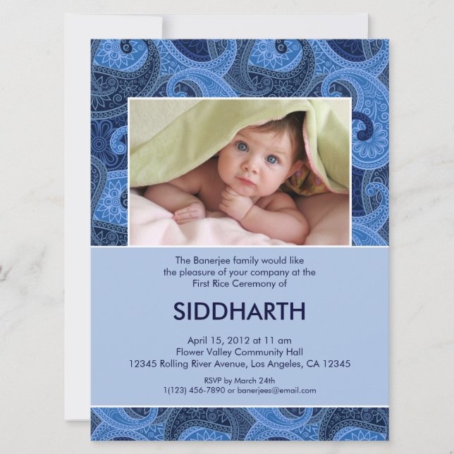 Invitation de Paisley Annaprashan (Premier Riz) (Devant)