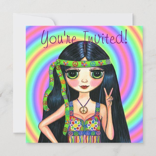 Invitation De paix signe de paix de clignotant hippie de (Devant)