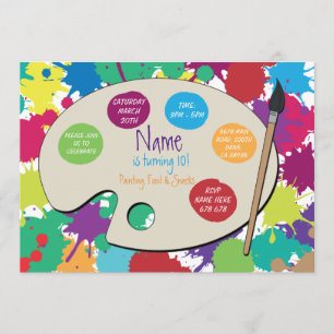 Invitation de palette de peinture d'anniversaire
