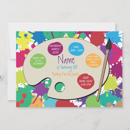 Invitation De Palette De Peinture D Anniversaire Zazzle Fr