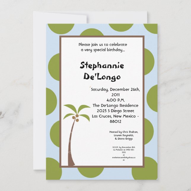Invitation de palmiers 5x7 (Devant)
