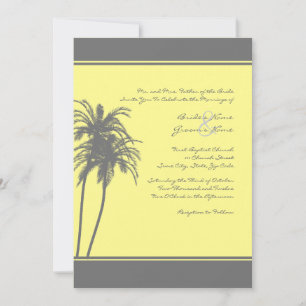 Invitation de palmiers tropicaux gris et jaune