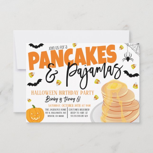 Invitation De Pancakes Et Pajamas D'Halloween (Devant)