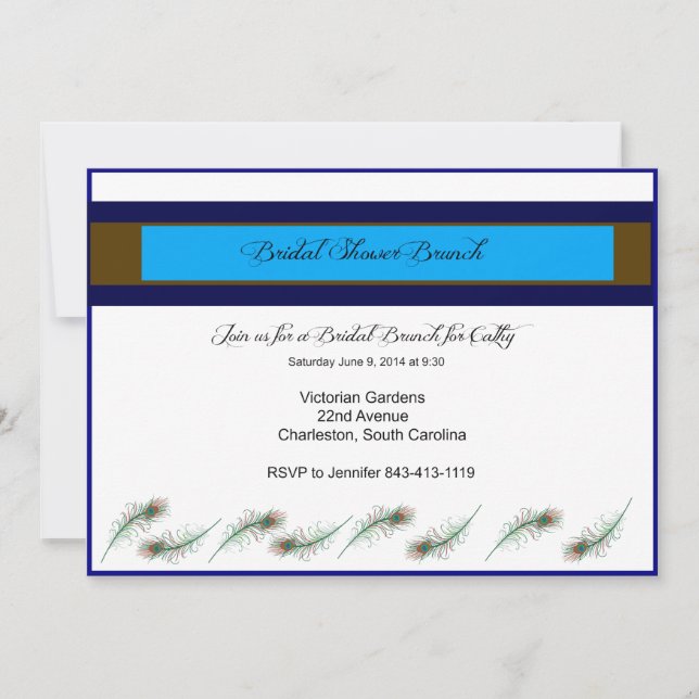 Invitation de paon de brunch de Fête de la mariée (Devant)