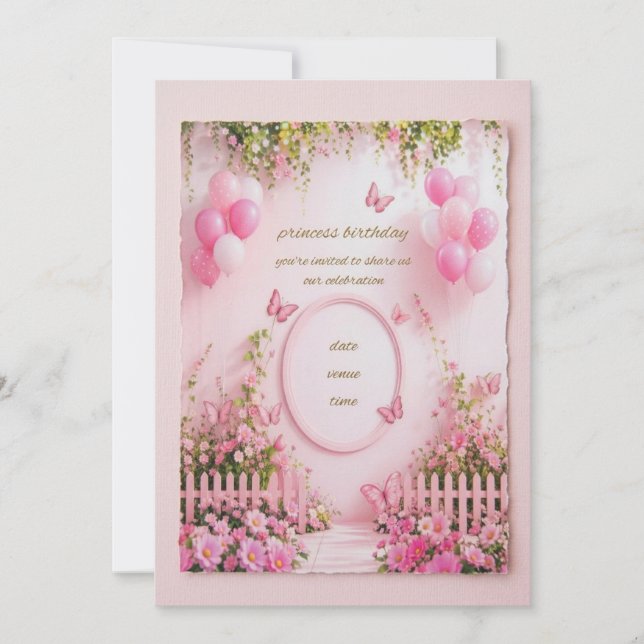 invitation de papillon rose mignon (Devant)