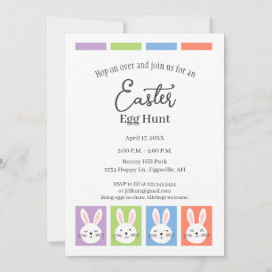 Invitation de Pâques avec des carrés de lapin, cha