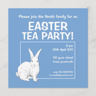 Invitation de Pâques bleu lapin