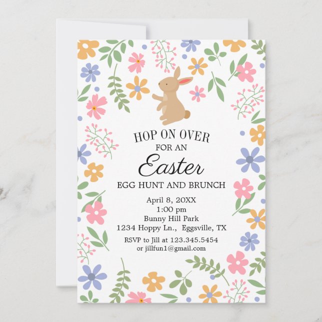 Invitation de Pâques Fun Bunny mignon pour brunch (Devant)