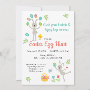Invitation de Pâques Hopping Bunny et chasse aux o