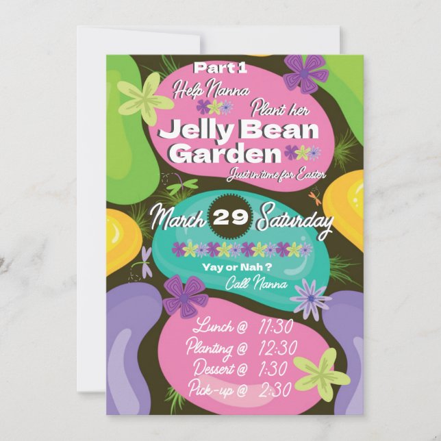 Invitation de Pâques Jardin de Bonbons de Pâques (Devant)