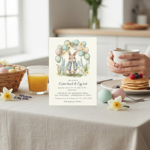 Invitation de Pâques Lapin Ballon Pastel Printemps
