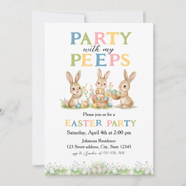 Invitation de Pâques personnalisée sur le thème de (Devant)