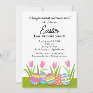 Invitation de Pâques pour brunch et chasse aux œuf