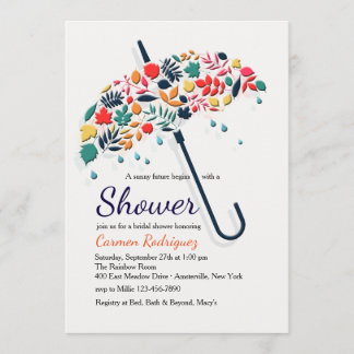 Invitation de parapluie de douche de chute