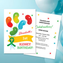 Invitation de parti Transplantation de rein Anniv 