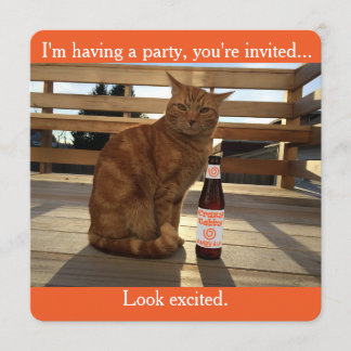 Invitation de partie comportant un chat orange