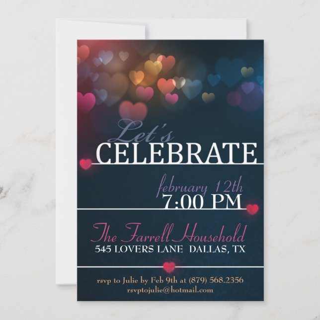 Invitation de partie d'amour de valentine de (Devant)