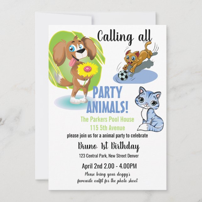 Invitation de partie d'animal familier (Devant)