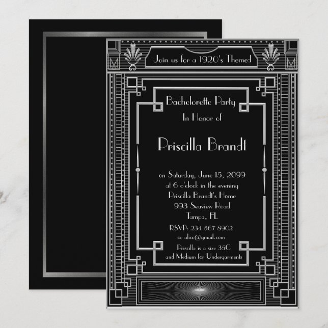 Invitation de partie de Bachelorette, grand (Devant / Derrière)