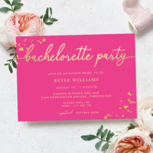 Invitation de partie de Bachelorette or rose chaud
