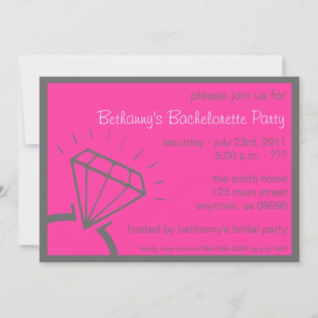 Invitation de partie de Bachelorette (rose de (Devant)