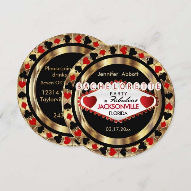 Invitation de partie de Bachelorette - ville et (Devant / Derrière)
