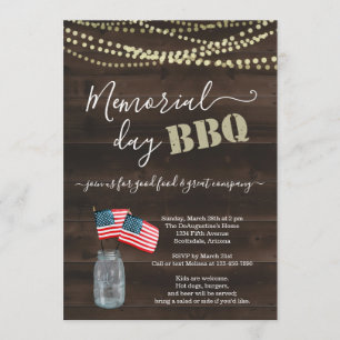Invitation de partie de BBQ de Jour du Souvenir -