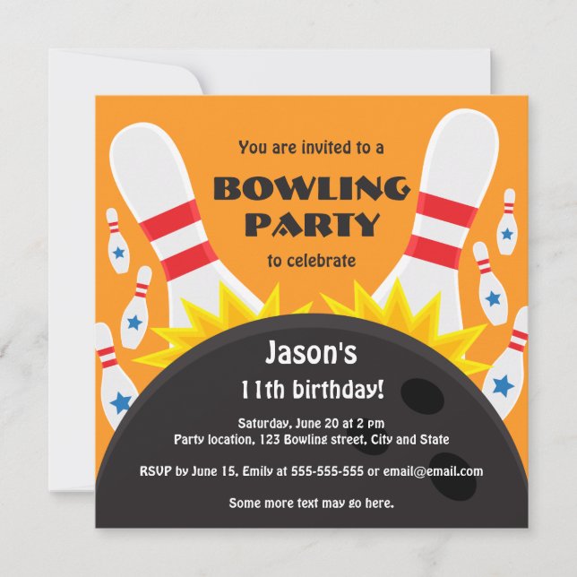 Invitation de partie de bowling avec la boule de (Devant)