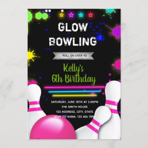 Invitation de partie de bowling de lueur