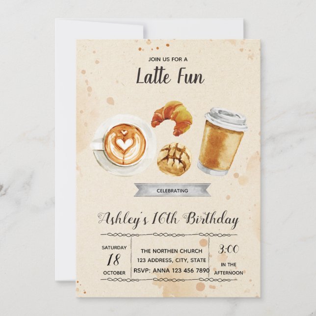 Invitation de partie de brunch de café (Devant)