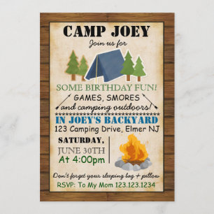 Invitation de partie de camping